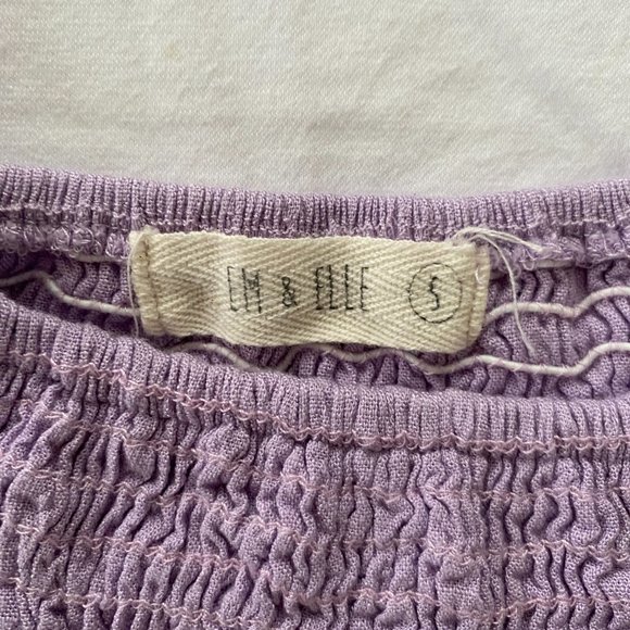 Em and Elle Smocked Crop Top with Puffed Sleeves - Picture 2 of 2